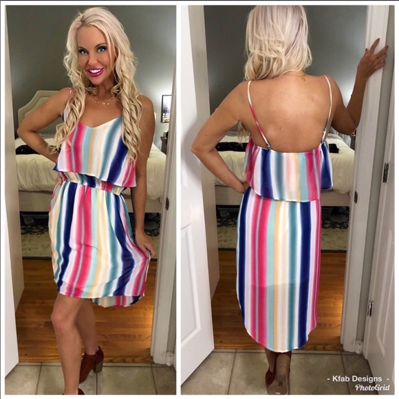 🌈LAST 1! Lined Adjustable Hi Lo Smocked Dress! - Picture 3 of 3